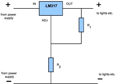 diagram of an LM317 as a voltage regulator