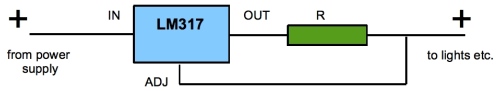 Diagram of an LM317 as a current regulator